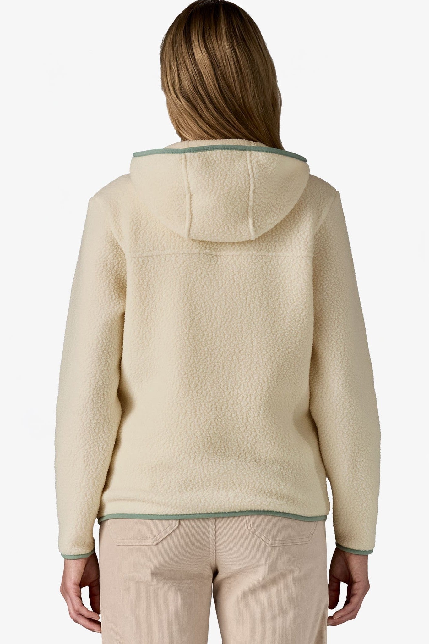 PATAGONIA - Women's Retro Pile Hoody - Natural w/Ellwood Green - BACKYARD