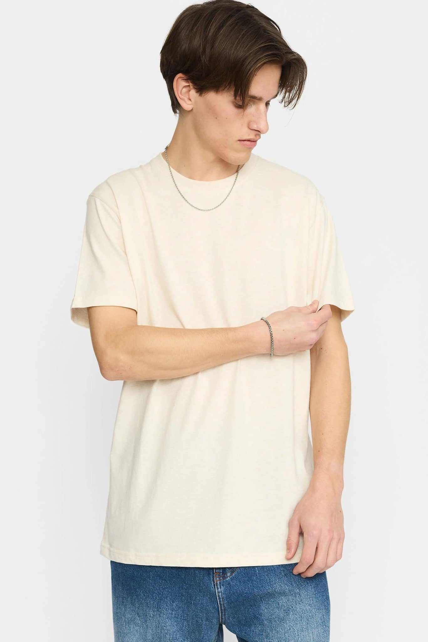 REVOLUTION - 1051 Regular T-Shirt - Offwhite Melange - BACKYARD