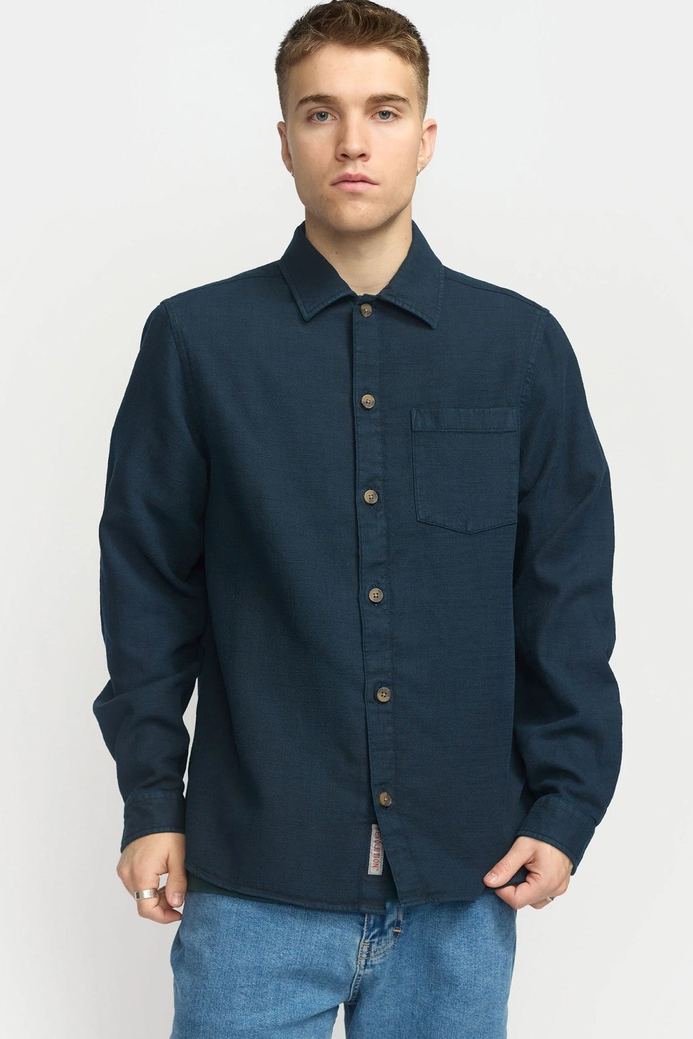 REVOLUTION - 3997 Casual Overshirt - Navy - BACKYARD