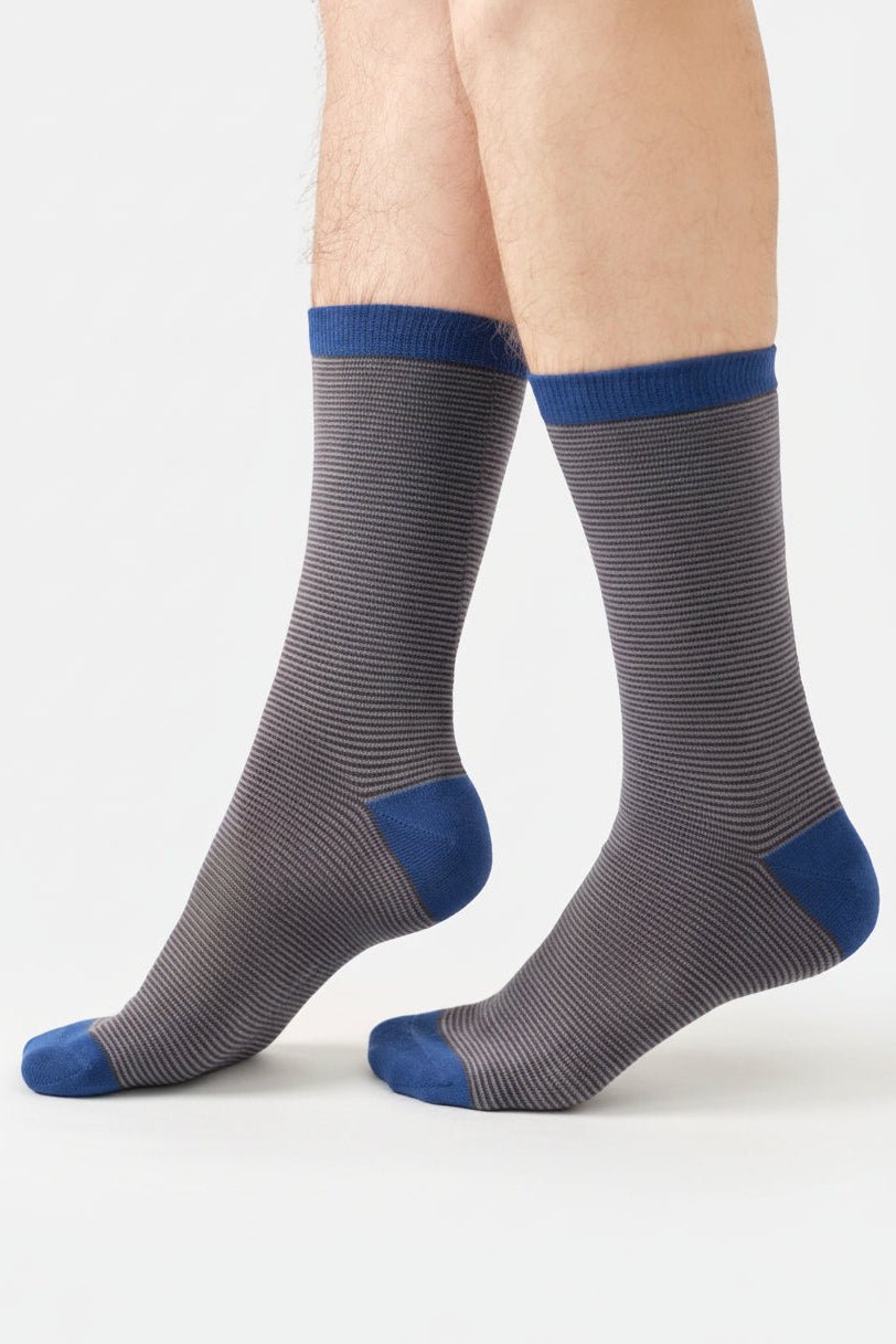 THOUGHT - Men’s Stripe Crew Socks - Brown - BACKYARD