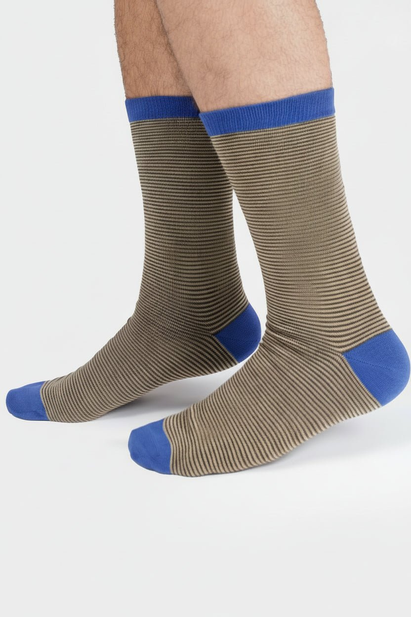 THOUGHT - Men’s Stripe Crew Socks - Sand Yellow - BACKYARD