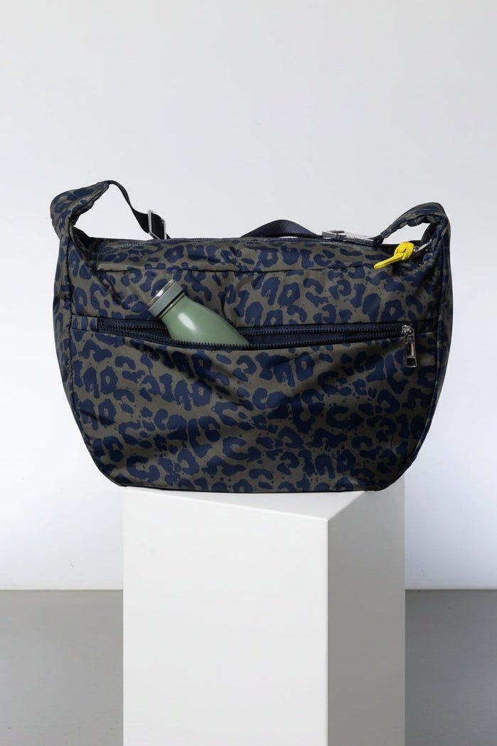 VIVI MARI-Padded Hip Bag Oversized-Leo Splashes Navy Olive-BACKYARD