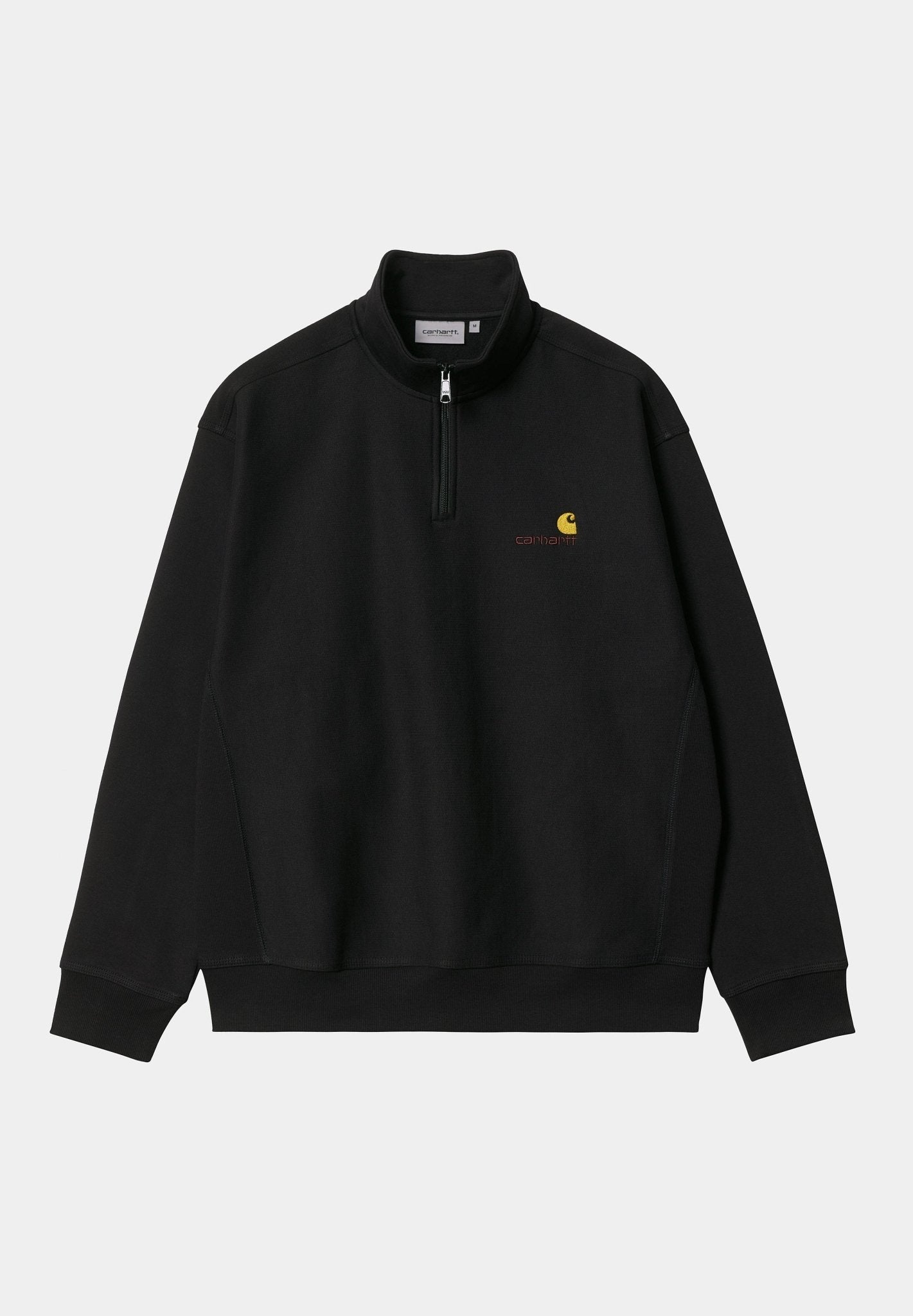 CARHARTT WIP - Half Zip American Script Sweat - Black - BACKYARD