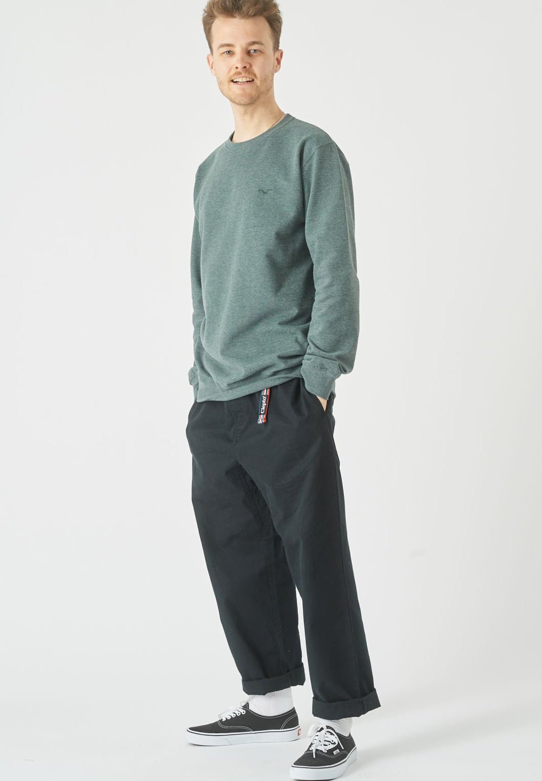 CLEPTOMANICX - Ligull Crewneck - Heather Scarab Green - BACKYARD