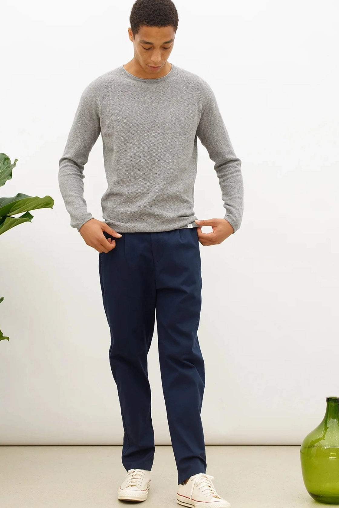 NOWADAYS - Honeycomb Crew Neck - Mid Grey Mel - BACKYARD