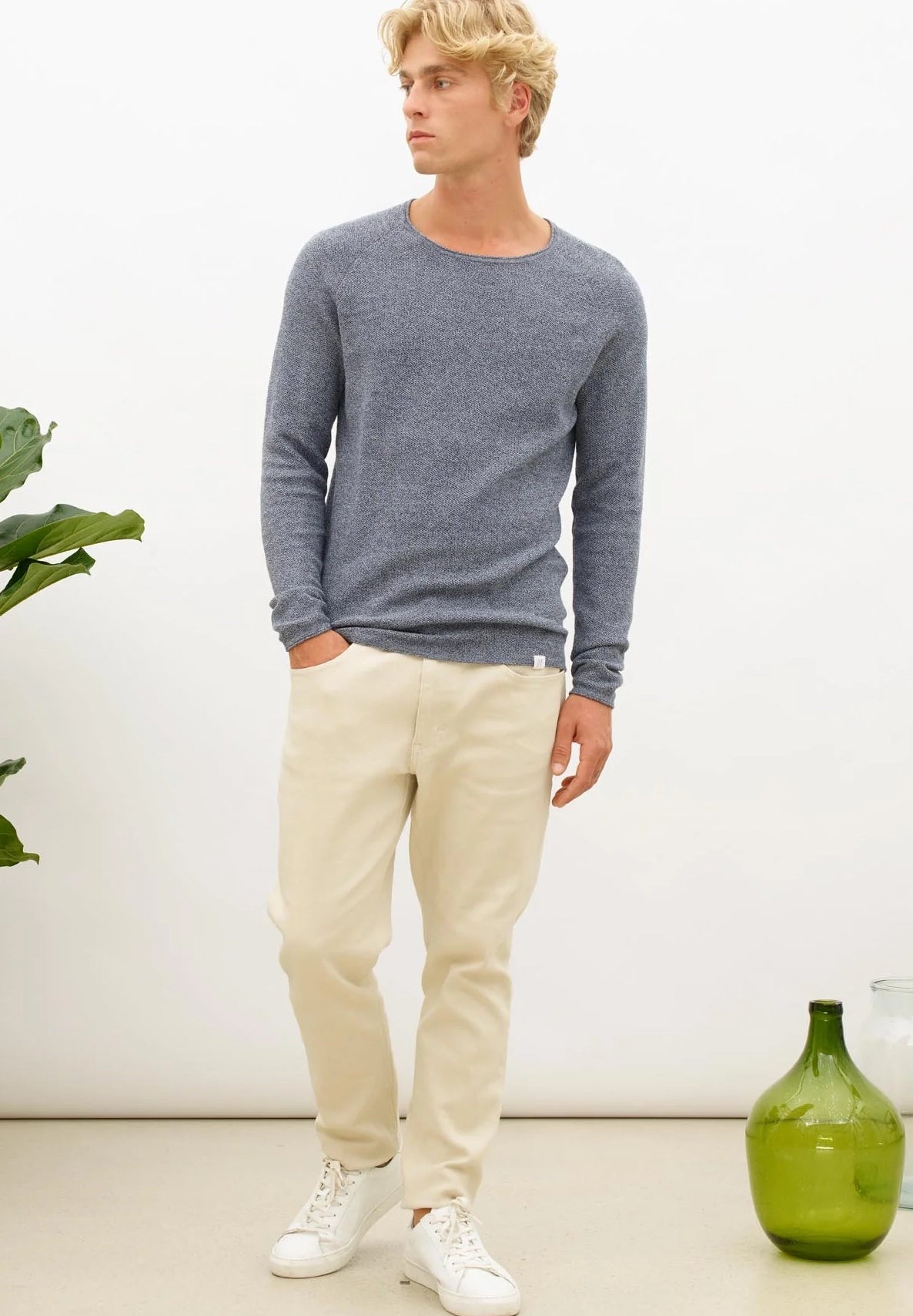 NOWADAYS - Honeycomb Crew Neck - Middle Blue - BACKYARD