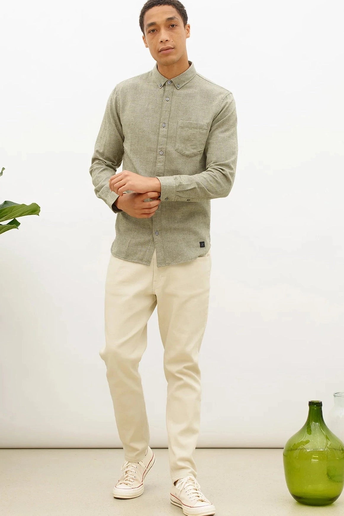 NOWADAYS - Soft Brushed Shirt - Mineral Green - BACKYARD